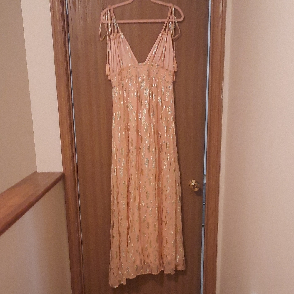 Altar'd State Coral Maxi Dress with Gold Accents - Picture 6 of 8